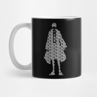 Mashle : Magic and Muscles Anime Characters Design : Mash Burnedead Minimalist Silhouette with Cool Transparent White Text Typography Mug